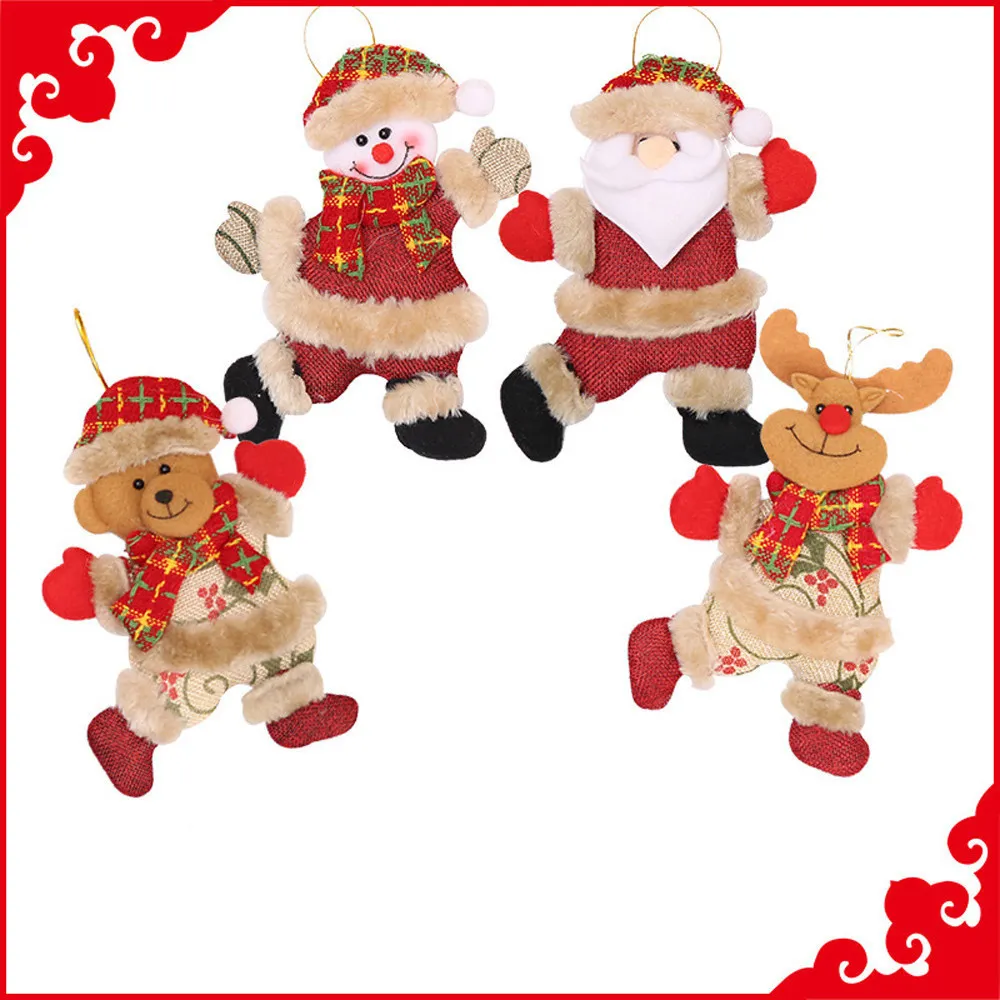 4 pezzi Buon Natale ornamenti regalo Babbo Natale pupazzo di neve albero giocattolo bambola appendere decorazioni la casa Navidad Y201020
