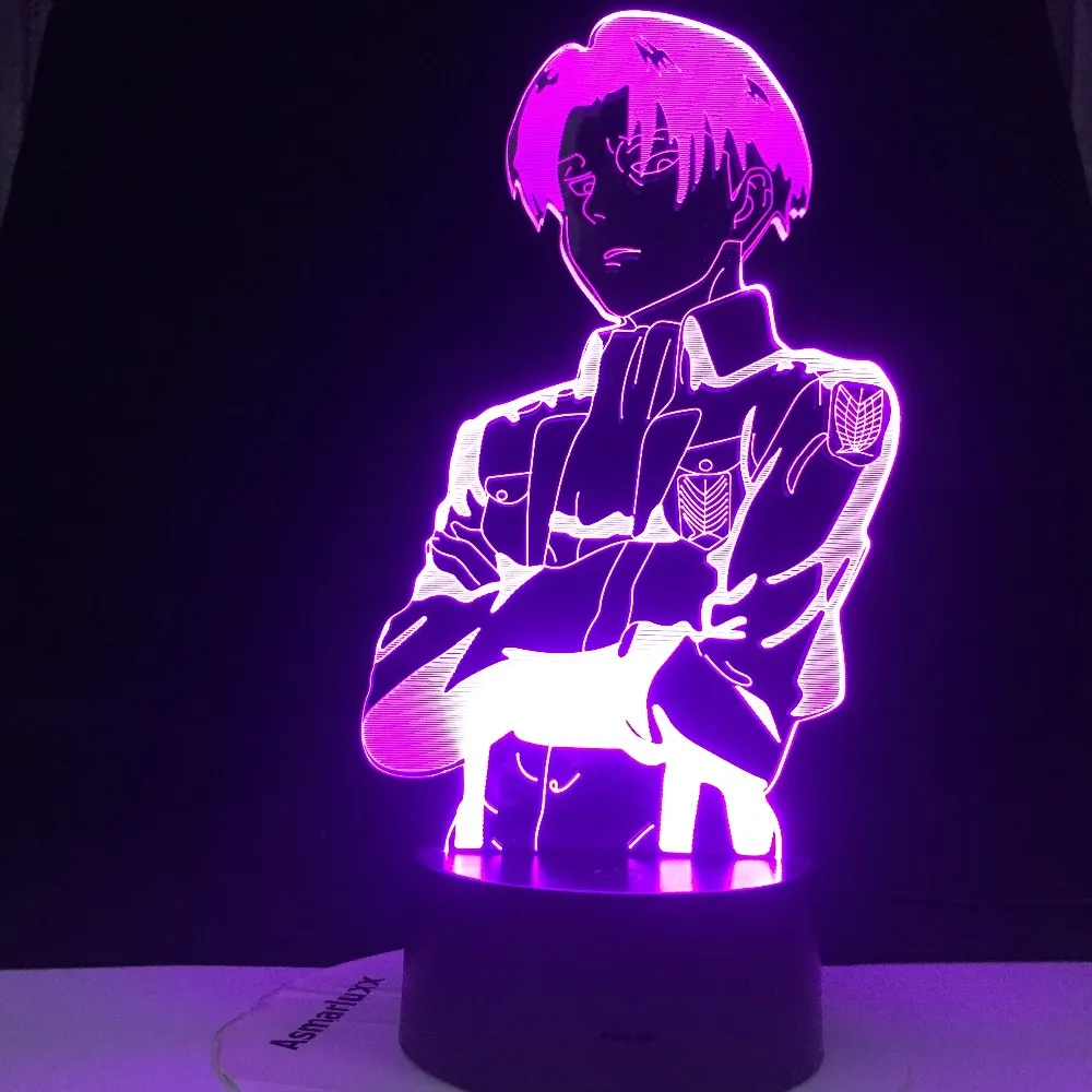 Attacco al titano Acrilico lampada da tavolo Anime decorazioni la casa Light Cool Kid Child Gift Levi Ackerman Figura Night Light278i