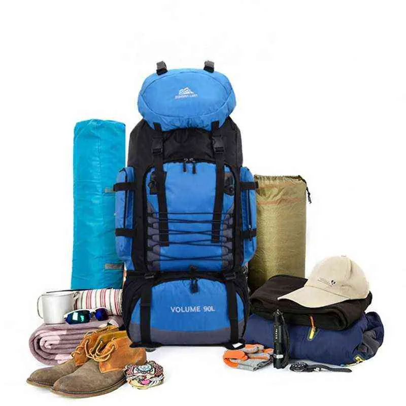 Zaino da arrampicata da viaggio impermeabile da 90 litri, zaino da escursionismo da campeggio di grande capacità, zaino da trekking sportivo da uomo donna 220104