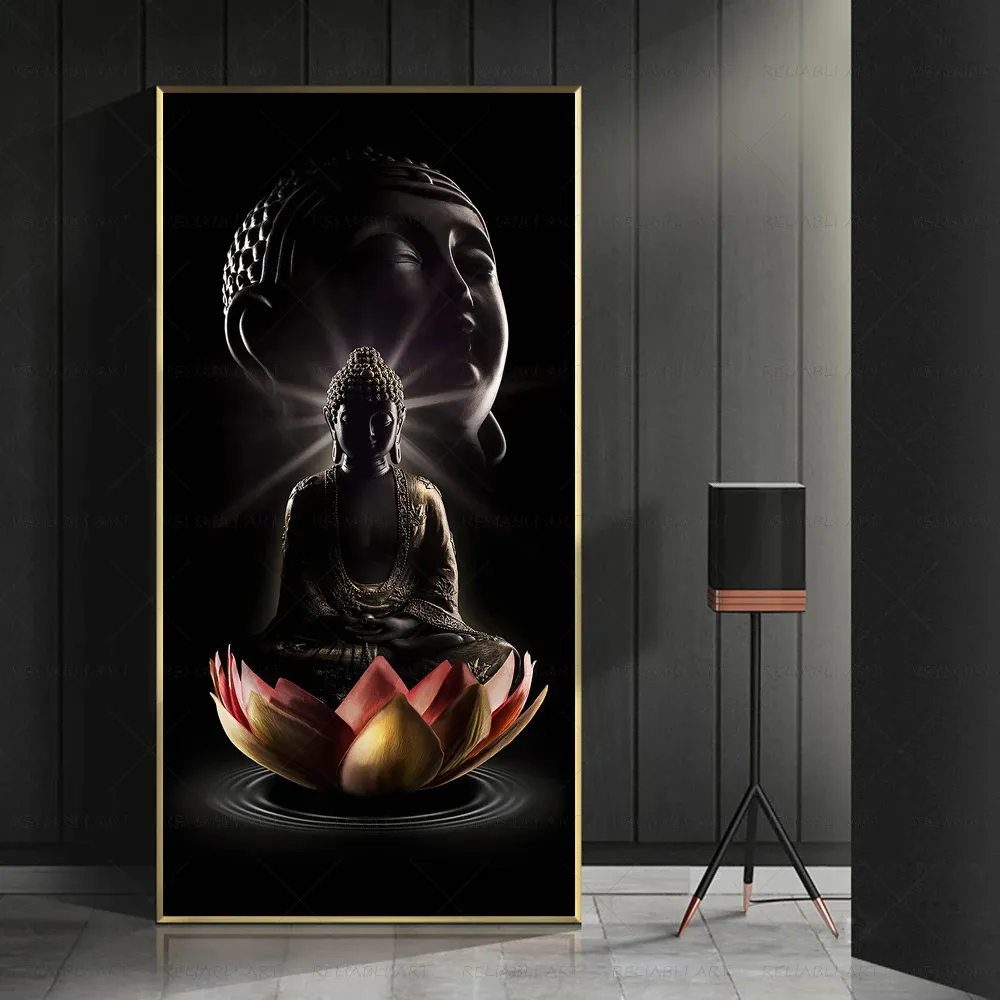 Affiches et imprimés d'art mural de bouddha moderne, toile Bodhisattva sur Lotus, peinture pour salon, maison, Cuadros Decor257K