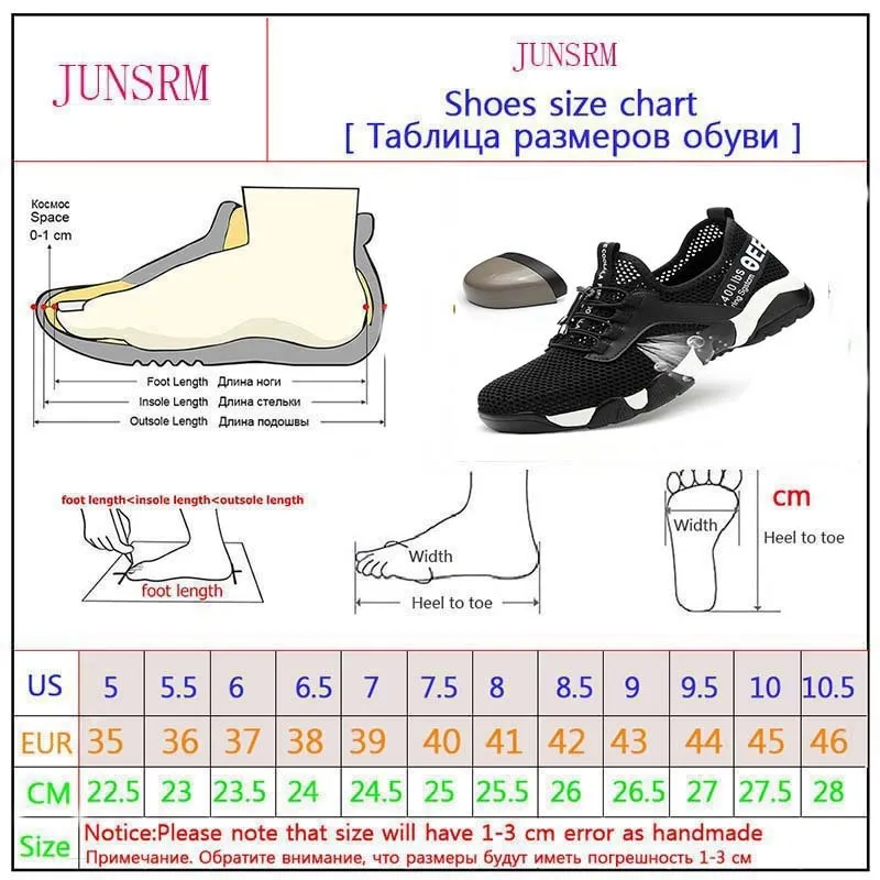 JUNSRM Hommes Acier Nez Sécurité Travail Chaussures grille Léger Respirant Réfléchissant Casual Sneaker Empêcher piercing Bottes De Protection Y200506