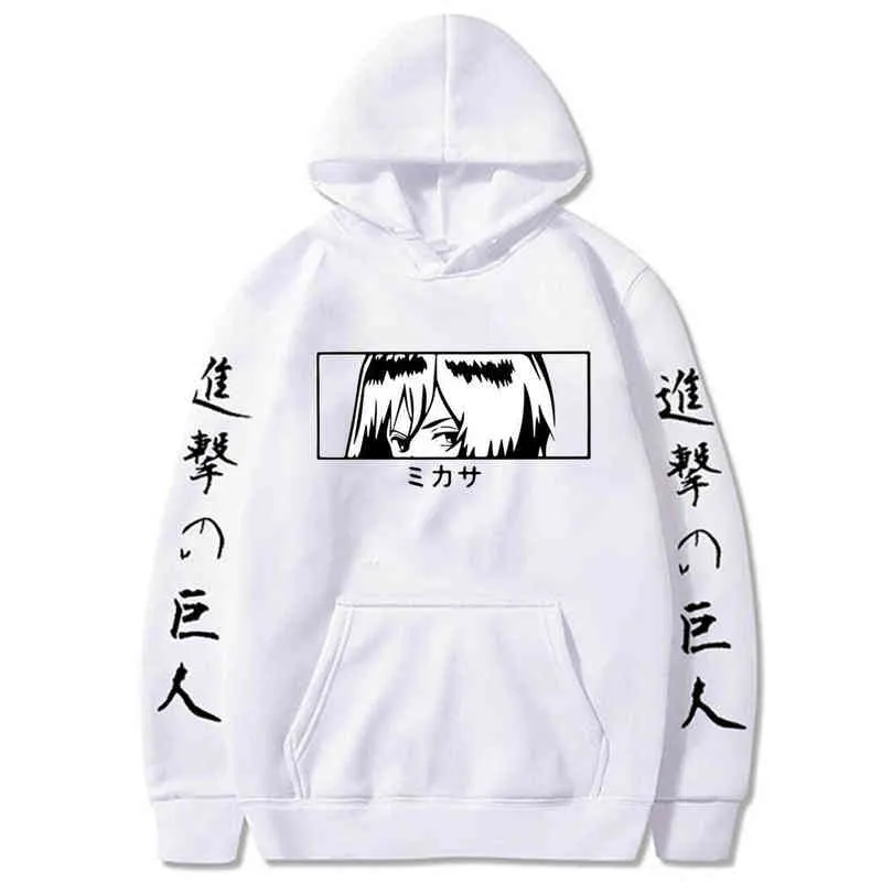 Harajuku Anime Attack on Titan Hoodies Mikasa Ackerman Sweatshirt Streetwear Pullovers Tops H1227