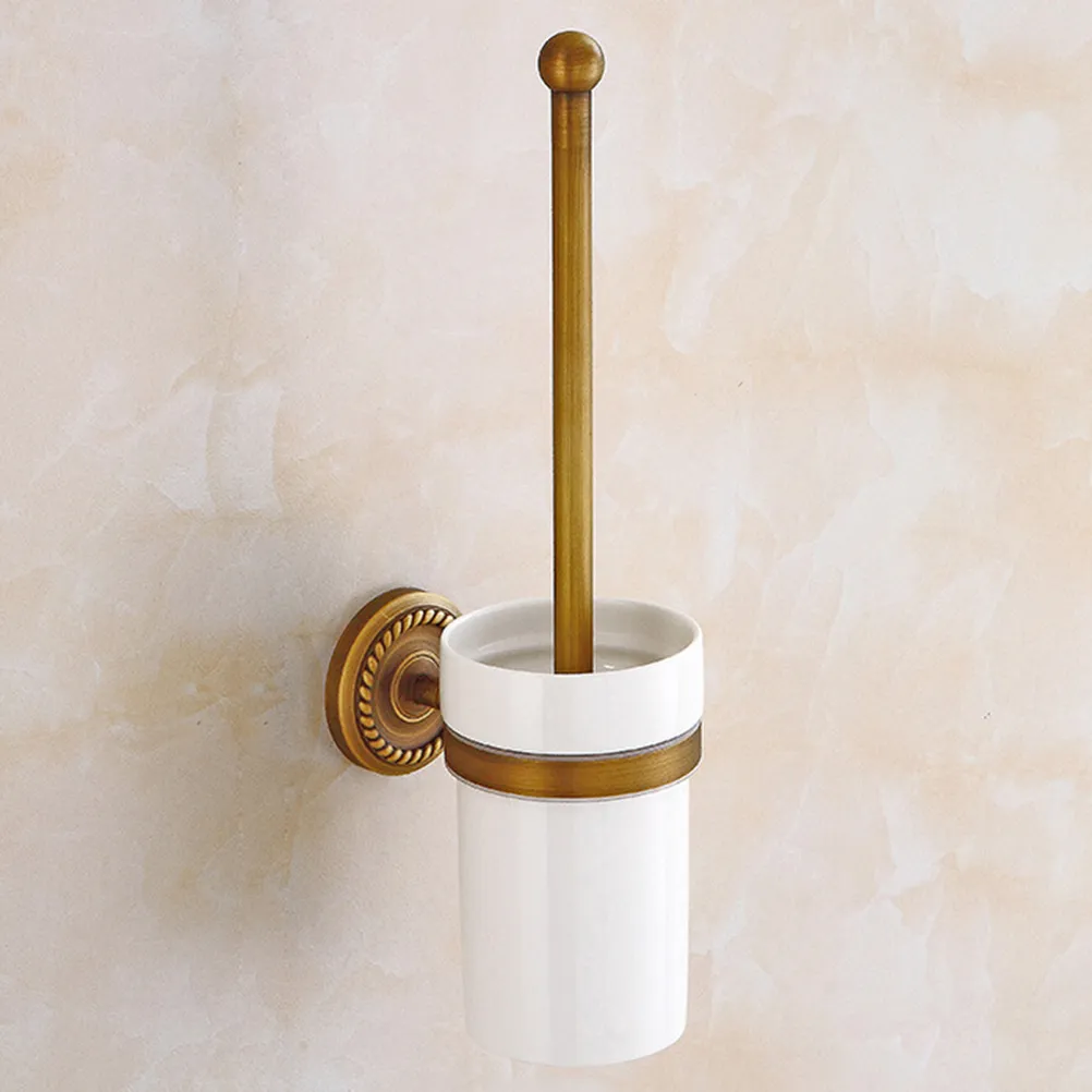 Vintage antieke koperen toiletborstelset wand gemonteerde kom reinigingskit voor badkamer Home EL Y200407