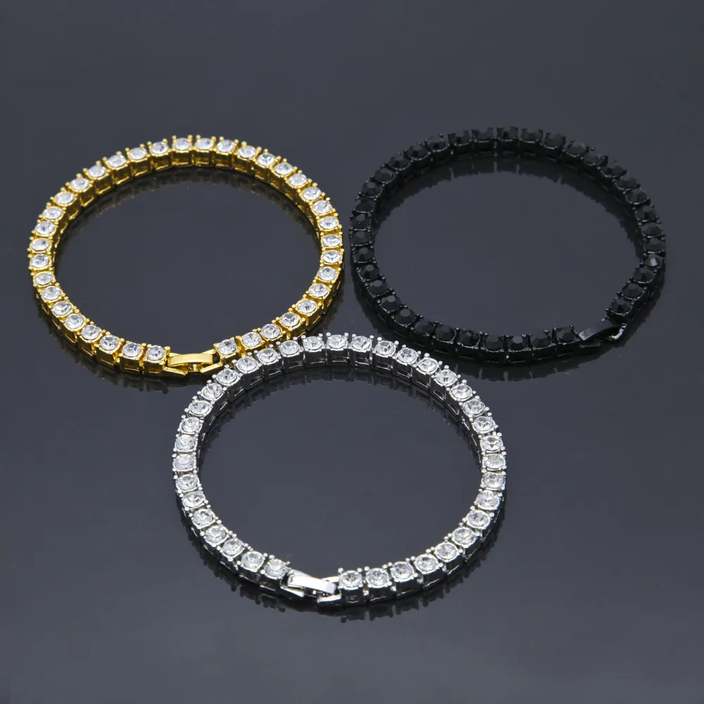 2020 Mens Rose Gold Tennis Armbanden Goud Iced Out Chain Armband Mode Hip Hop Armbanden Sieraden 5mm283Y