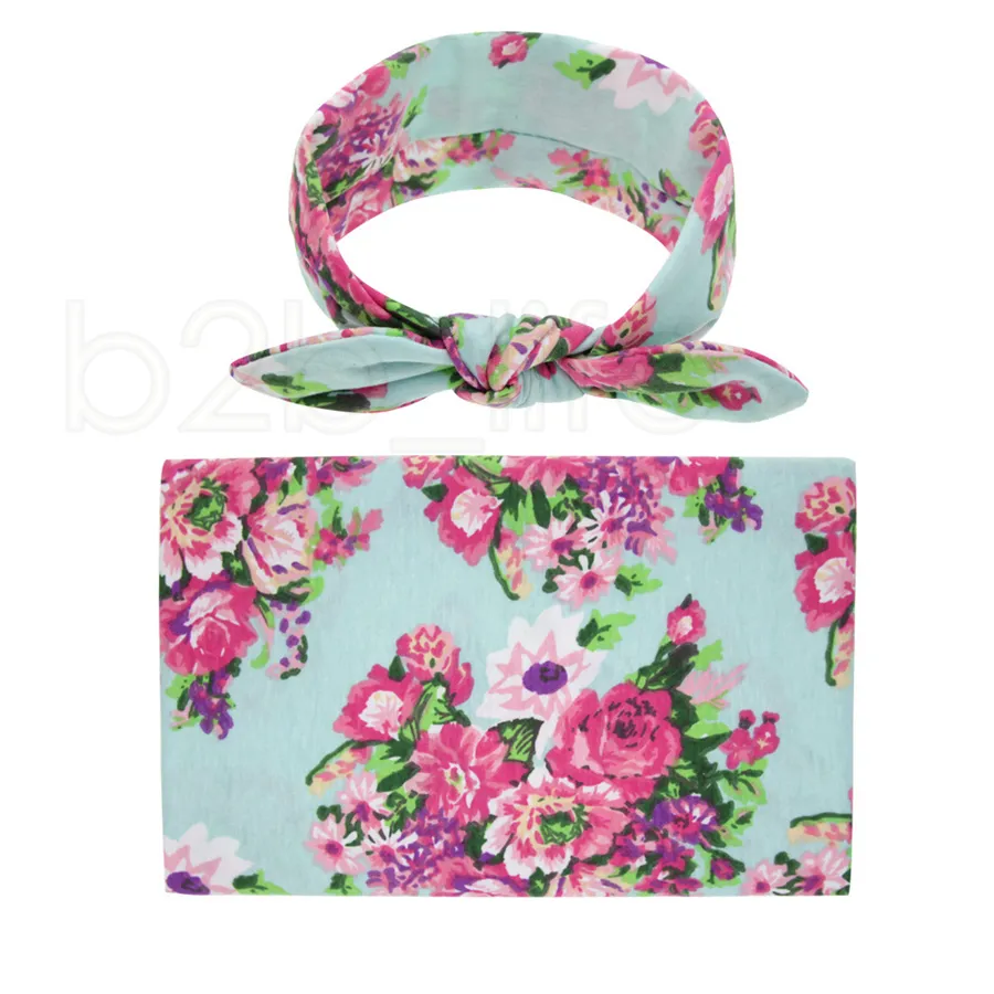 NOUVEAU NOW BABY SWADDLING Couvertures Band Bandeau Bandeau Set Swadddle Photo Wrap Toile Floral Peony Motif Bébé Photographie Outils