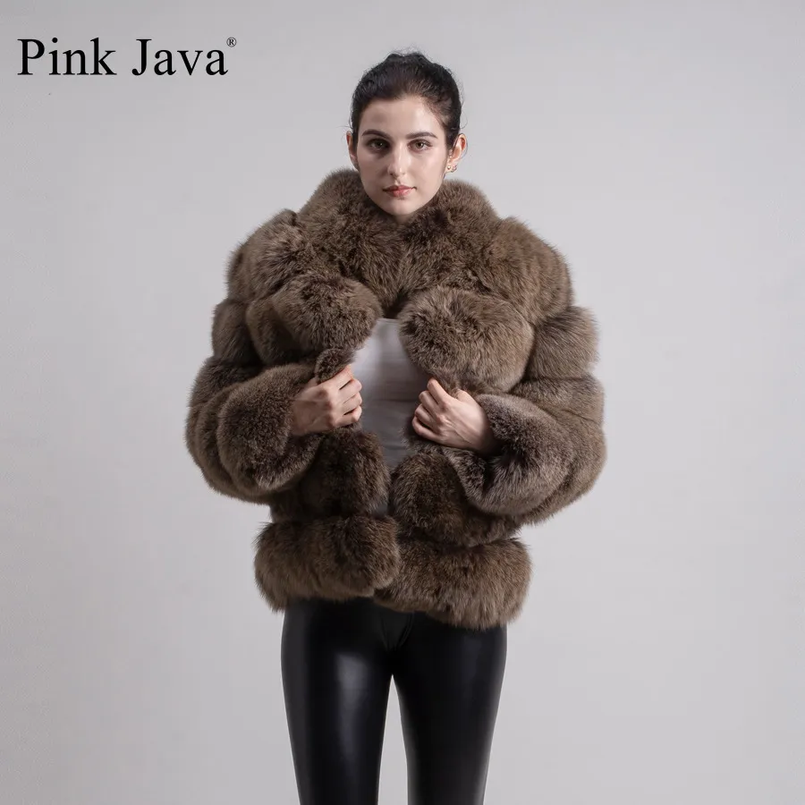 Pink Java QC8139 وصول النساء الشتاء معطف الفراء السميك الفراء