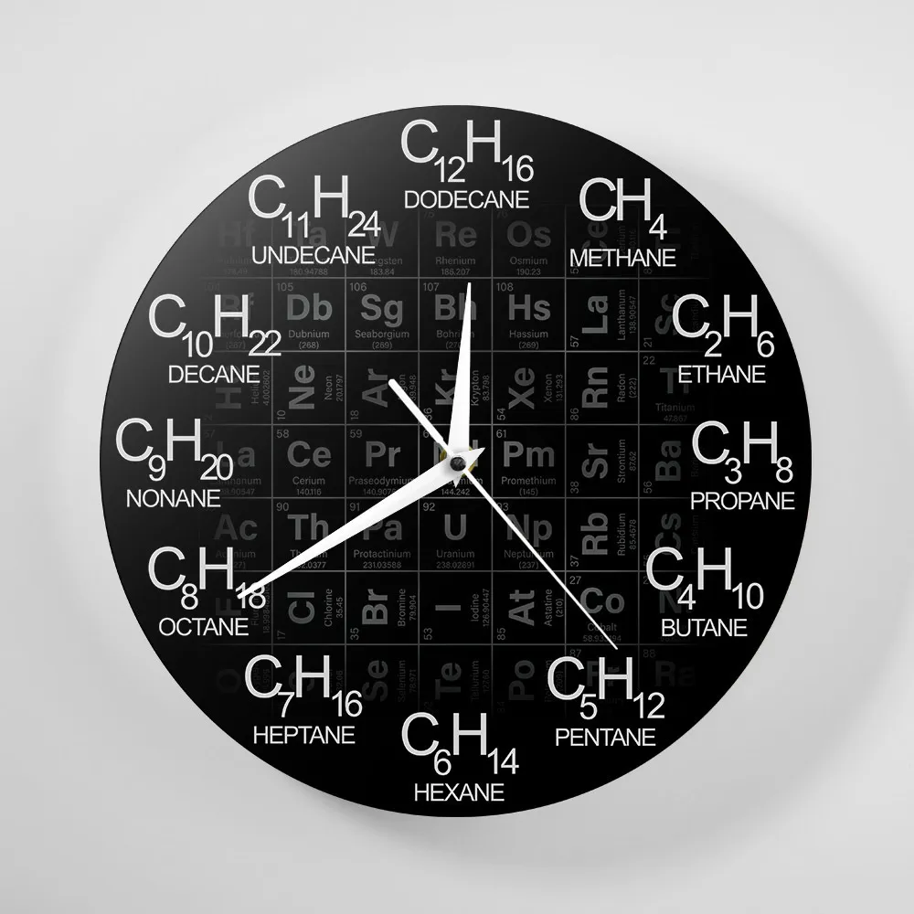 Периодическая таблица элементов Химия Настенные часы Химические формулы как числа времени Настенные часы Химическая наука Wall Art Decor T20013317621