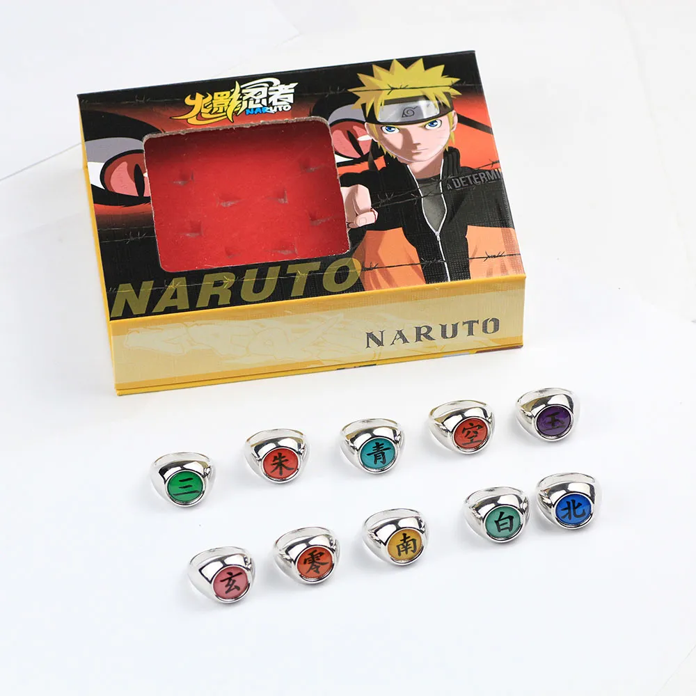 Naruto Rings Akatsuki Uchiha Itachi Orochimaru member's Ring Set in box Props Gift 210310275S
