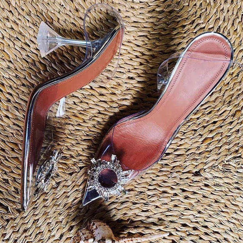 Sandals Transparante Pvc Sandalen Vrouwen Wees Clear Crystal Cup Hoge Hak Stiletto Sexy Pumps Zomer Schoenen Peep Toe Maat 43 220121