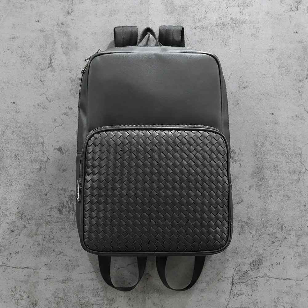 Фабричная мужская брендовая сумка через плечо, простые повседневные кожаные рюкзаки для колледжа, тканый модный рюкзак, уличный тренд 220Y