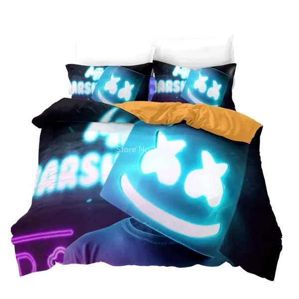 DJ Marshmello 3D Bedding Set Printed Duvet Pillowcase Twin Full Queen King Bed Linen Bedclothes Comforter Cover Sets C10182123