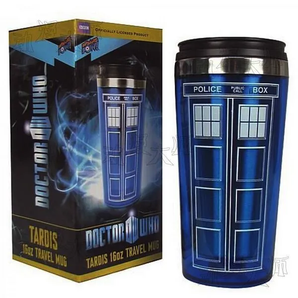 Docteur Dr Who Tardis tasse à café en acier inoxydable intérieur Thermos tasse Thermomug Thermocup 450ml qualité 201109304C