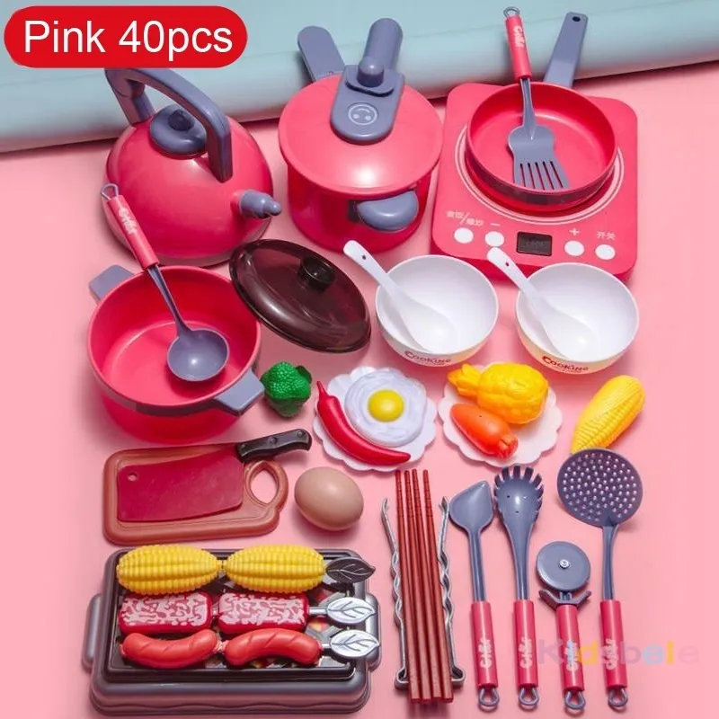 Kids Kitch Kitchen Toys Simulation Play House Toys Mini Kitchen Cookware Pan Play Play Play لعب ألعاب LJ201211