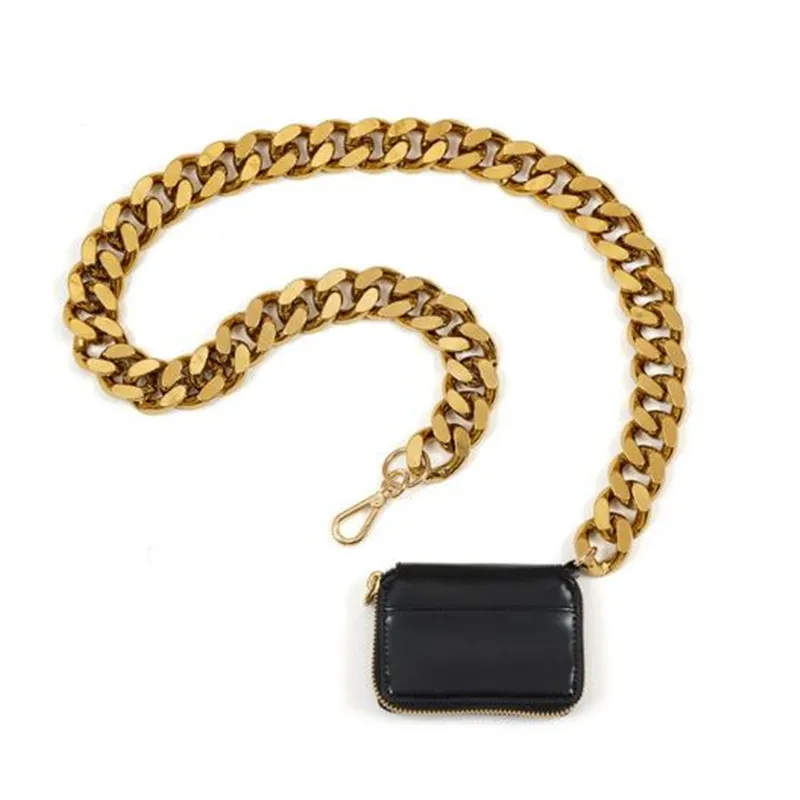 Portafoglio nero da donna con tracolla a catena spessa borse a tracolla mini tasca rossetto borse a tracolla con tracolla moda borsa e borsetta da donna271J