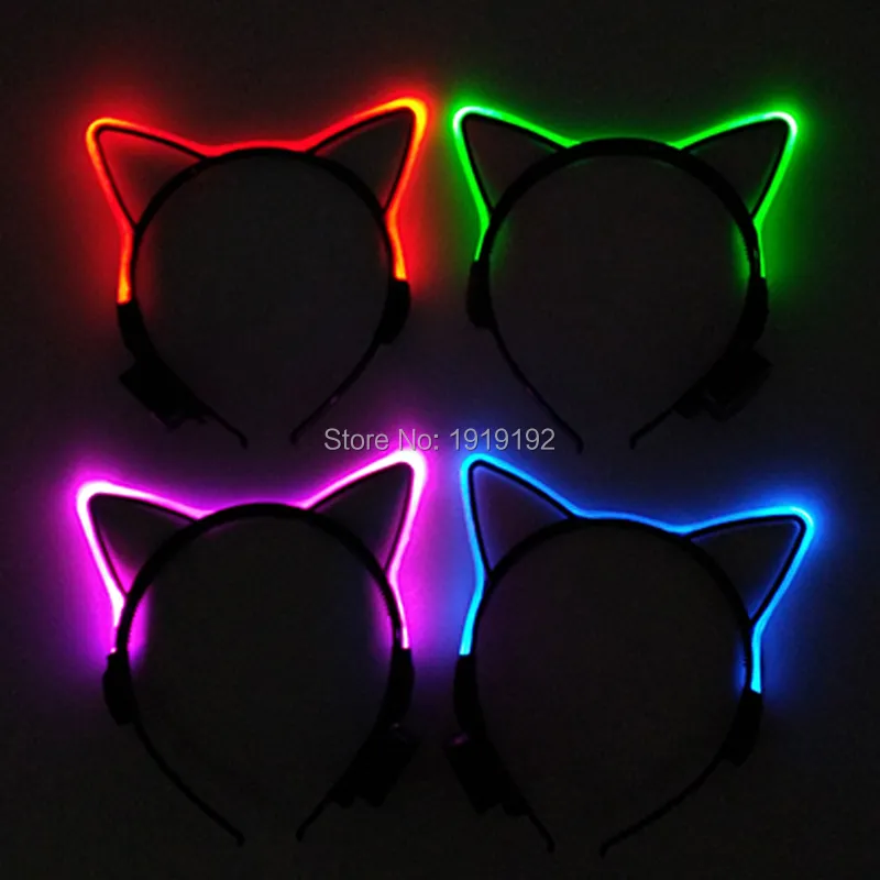 Accessori costumi Articoli feste luminosi e divertenti Copricapo illuminato a LED Fascia lampeggiante Accessori feste di compleanno Fascia orecchie di gatto carino
