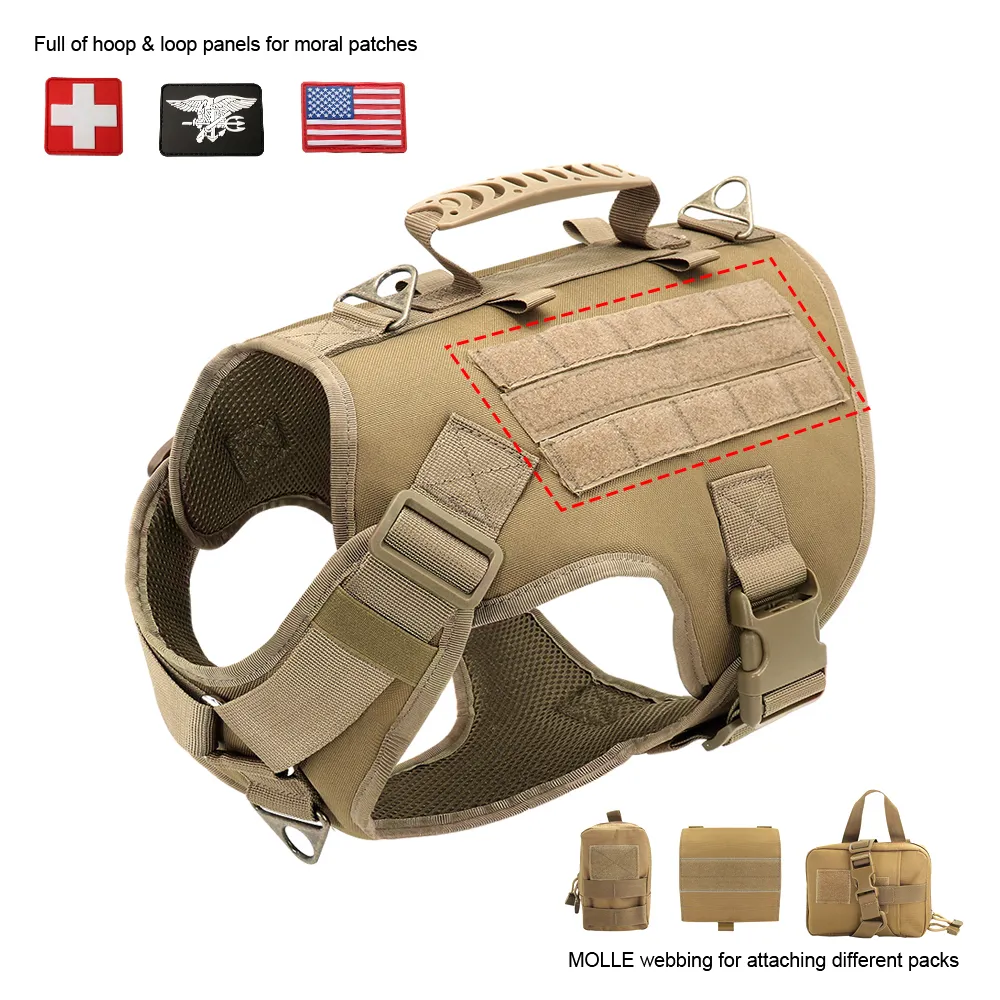 Pettorina tattica cani Pet Military Training Dog Vest Pastore tedesco K9 Pettorina cani Molle Vest cani di taglia media LJ2012024626093