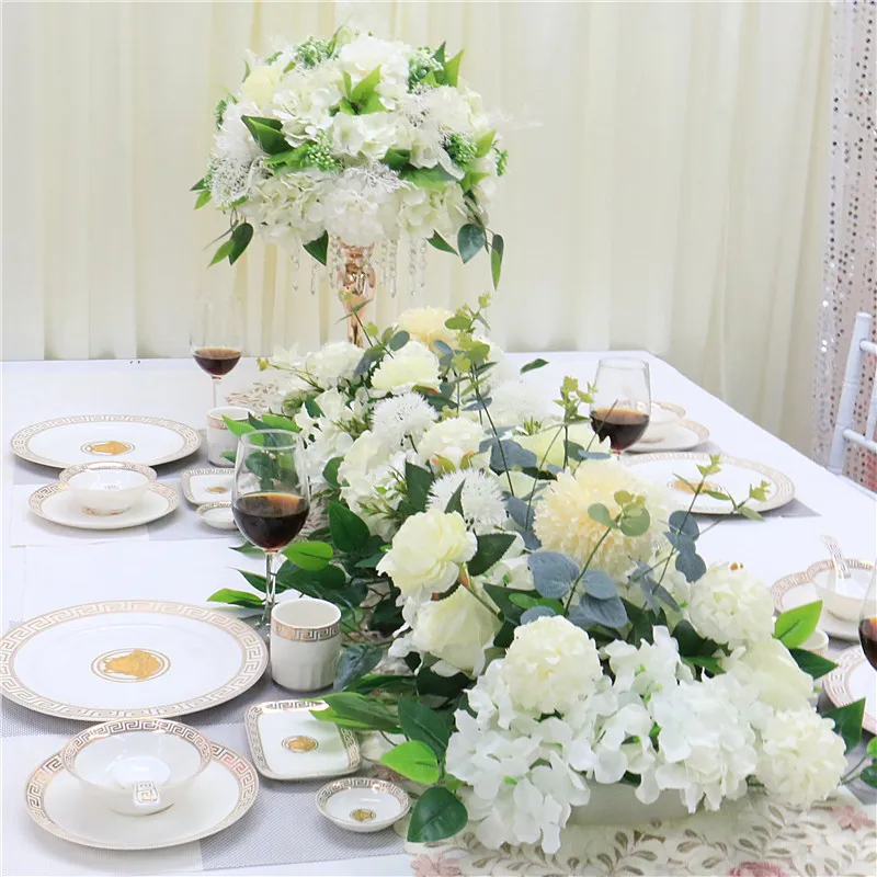 simulation rangée boule de soie stade route leadership table de mariage fond arc porte décoration fleur 201222