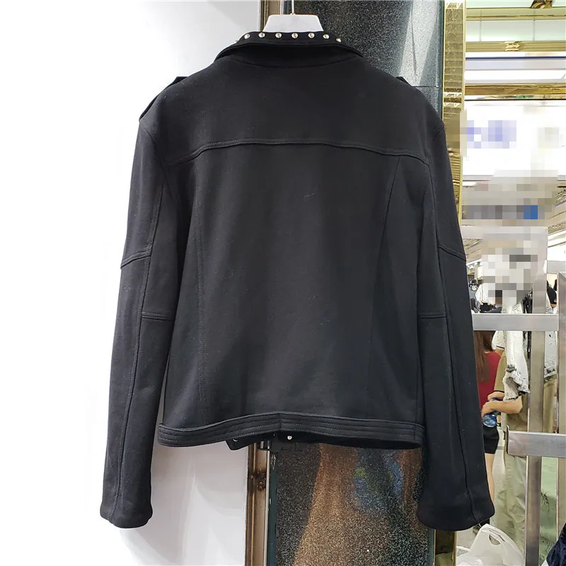 2020 New Autumn Short White Jackets Women Zipper Casual Loose Bomber Coat Female Outwear Rivet Black Coats Short Jacket T200828