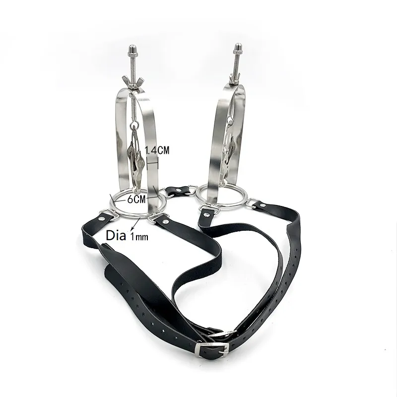 Leather Bondage female Stainless Steel adjustable torture play Clamps metal Nipple clips breast BDSM Restraint Fetish sexy toy