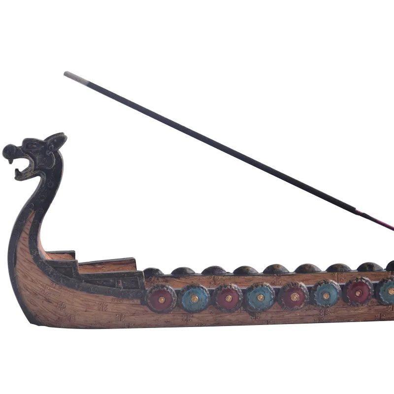 Drachenboot-Räucherstäbchenhalter, handgeschnitztes Räuchergefäß, Ornamente, Retro-Räuchergefäß, traditionelles Design, Y0107254J