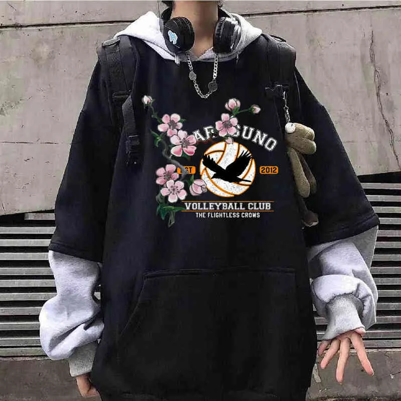 Japanische Anime Lustige Haikyuu Hoodies 2021 Winter Japan Stil Sweatshirts Street Hip Hop für Frauen/männer H1227