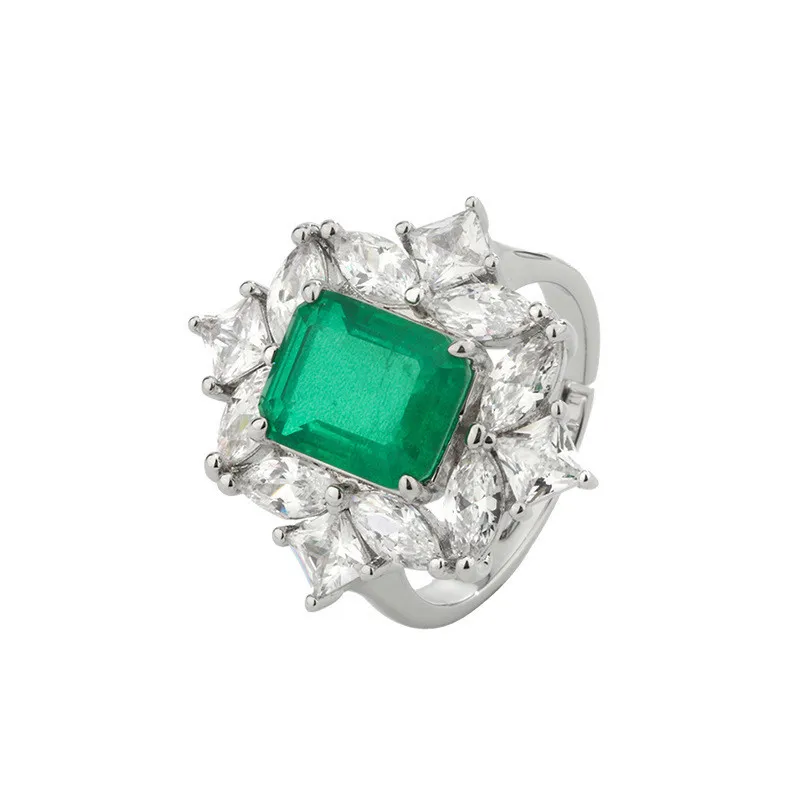 Wong Chuva Vintage 100% 925 Sterling Silver Criado Moissanite Emerald Gemstone Casamento Noivado Anel Fine Jóias Atacado J1225