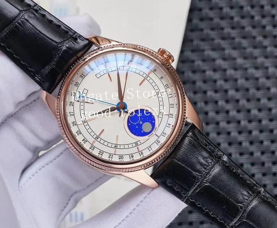 3 stijl horloges voor heren staal rosé goud mechanisch 2813 horloge heren Cellini 50535 leer emaille maanfase datum maanweergave 304N