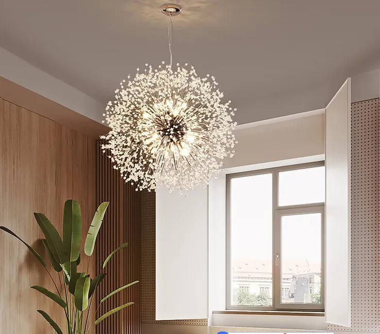 Lámpara colgante de iluminación LED de diente de león de cristal moderna para sala de estar, comedor, decoración del hogar, luz colgante 227d