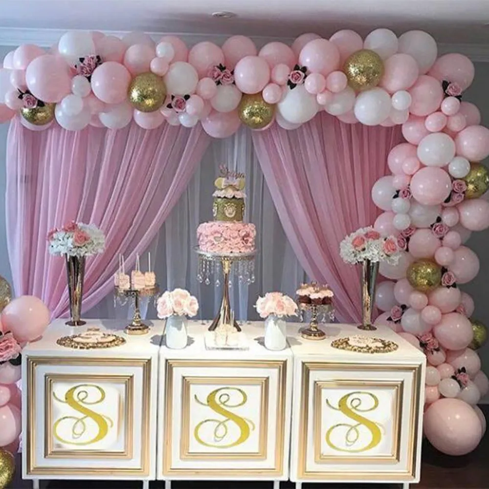 122 stuks ballon slinger boog kit roze wit goud latex lucht ballonnen meisje geschenken baby shower verjaardag bruiloft decor benodigdheden Q1272V