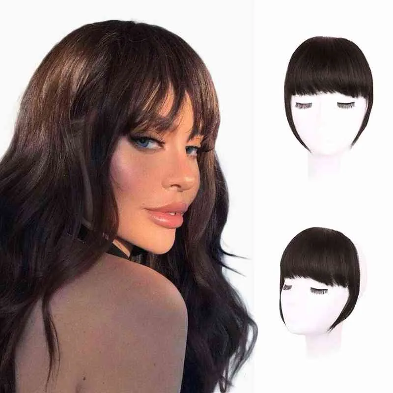 Clip in Bangs Réel Cheveux Humains Frange Épaisse Frange avec Temples pour Femmes Naturel Plat Soigné Bangs Pince À Cheveux Extension W220308