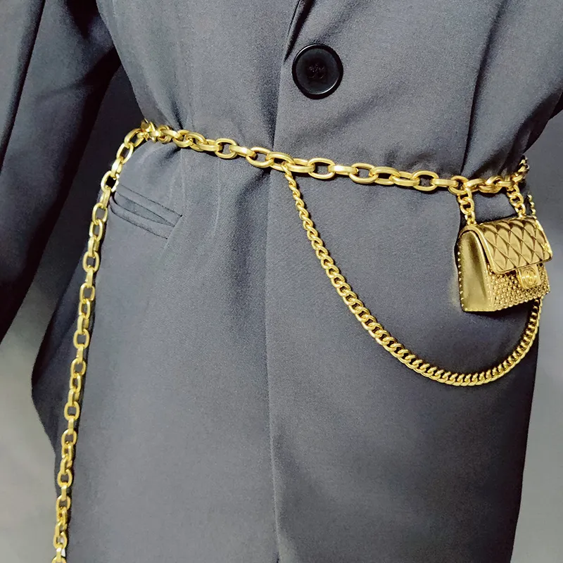 Courroies de la chaîne de luxe de mode de luxe pour pantalons robe Mini Vintage Gîte Gold Metal Sac de taille Body Bijoux Accessoires 220224