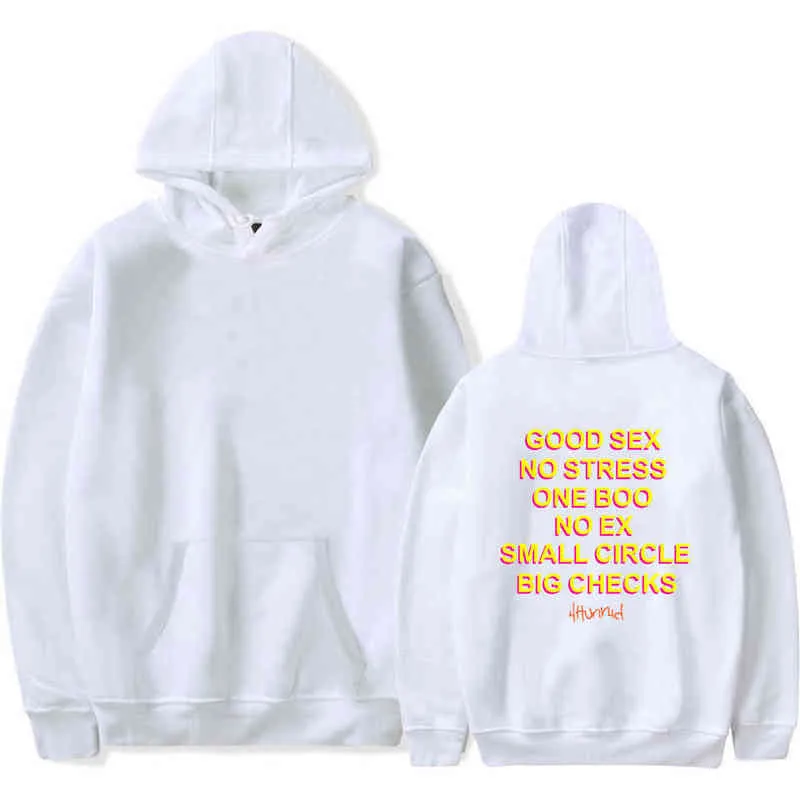 İyi Seks Stres Yok One Boo No Ex Küçük Daire Büyük Çekler Hoodies Erkekler Komik Baskı Kazak Streetwear Hoodie Erkek Kadın Giyim G1229