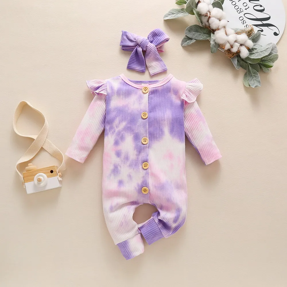 BabygrowsHeadband Baby Arrivée Bébé Filles Confortables Tenues en coton 0- Bébé Automne Printemps Vêtements colorés LJ201223