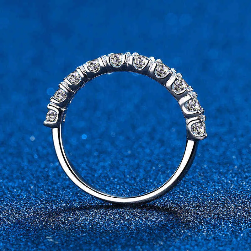 0.7CT D Цветовое взаимодействие кольцо VVS алмазное половина свадебной полосы твердого стерлингового серебра обещание юбилейные кольца 2111217