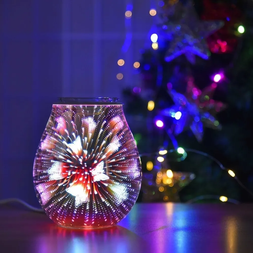 Oil Diffuser Electric Candle Warmer Glass Tart Burner Butterfly Effect Night Light Wax Melt Warmer Aroma Decorative Y20041279S