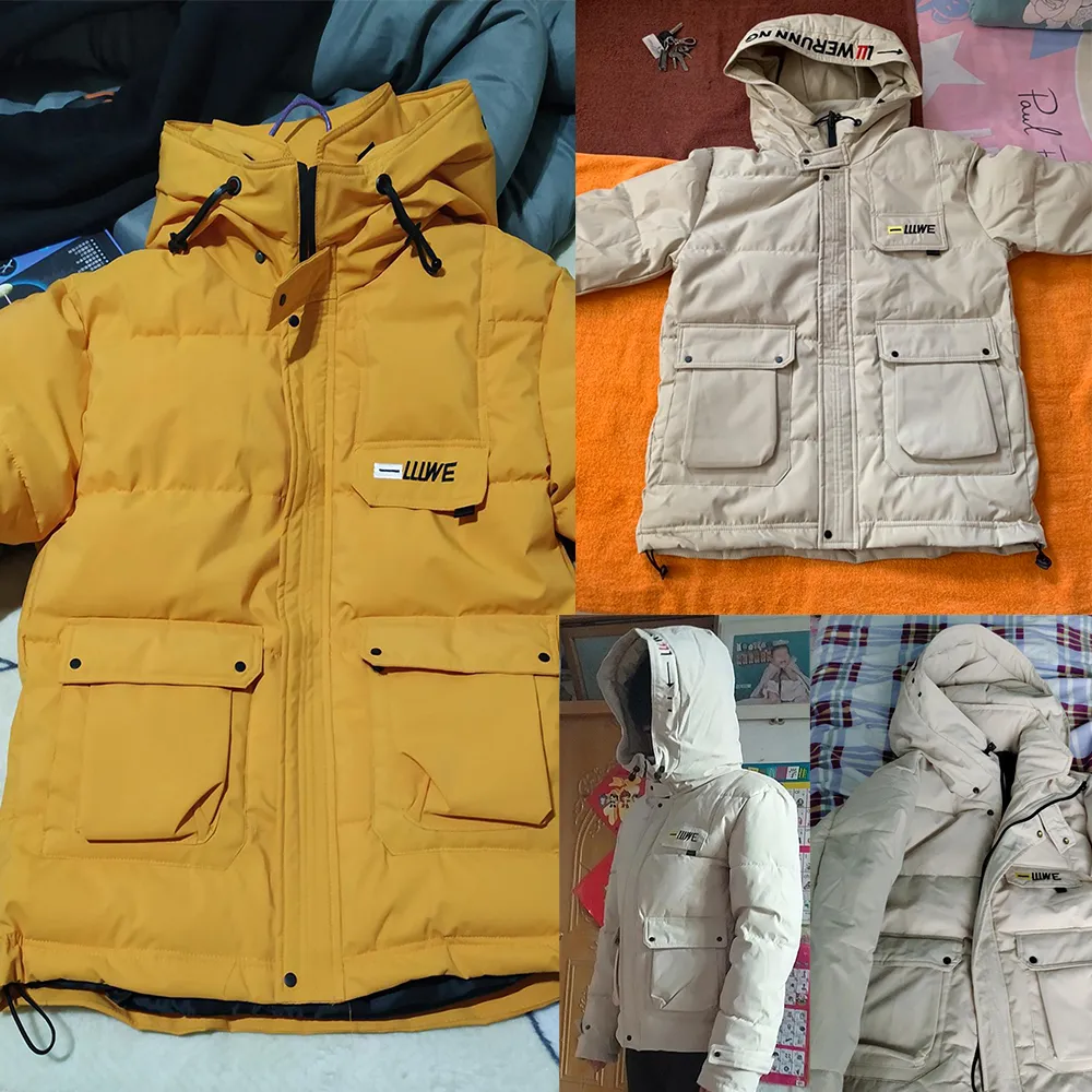 Winter Men Parka Big Pockets Casual Jacket Hooded Solid Color Thicken And Warm hooded Outwear Coat Size 5XL 201209
