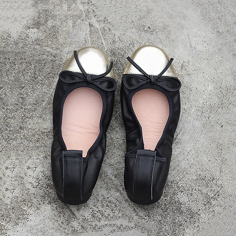 الكلاسيكية الباليه الشقق أحذية النساء المتسكعون جلد طبيعي الانزلاق على ناعمة طوي الأحذية أنيقة سيدة العمل أحذية كبيرة الحجم الأخفاف