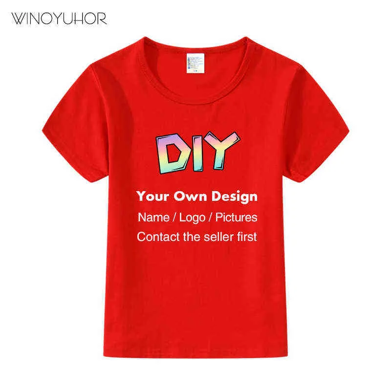 Tu propio diseño/imagen personalizada, camiseta estampada para niños y niñas, camiseta de algodón DIY, camiseta de manga corta de verano para niños, ropa G1224