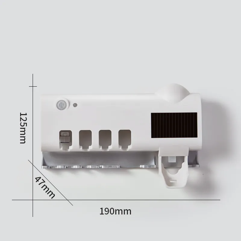 GESEW Esterilizador UV Soporte para cepillo de dientes Energía solar Exprimidores automáticos de pasta de dientes Dispensador Accesorios de baño montados en la pared T200266v
