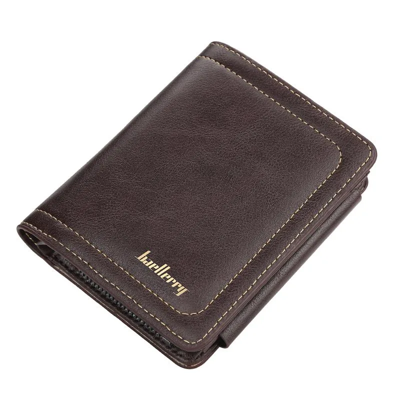 Hela mode svarta män plånbok pu läder trifold plånbok designer liten handväska för mynt s247g