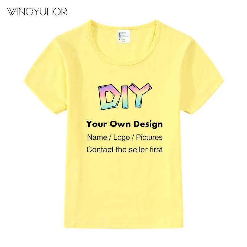 Tu propio diseño/imagen personalizada, camiseta estampada para niños y niñas, camiseta de algodón DIY, camiseta de manga corta de verano para niños, ropa G1224