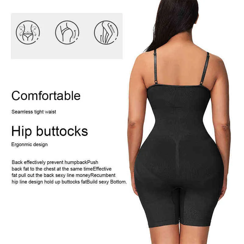 Ningmi Bodysuit Shapewear Kadınlar Tam Vücut Şekillendirici Karın Kontrol Külot Popo Kaldırıcı Bel Eğitmen Zayıflama Push Up Uyluk Slimmer 220125