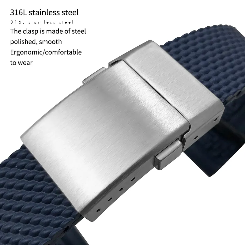 22mm 24mm örgülü silikon kauçuk izleme bandı Breitling Avenger Superocean Mirası Siyah Mavi Saat Kayış Braceles To220u