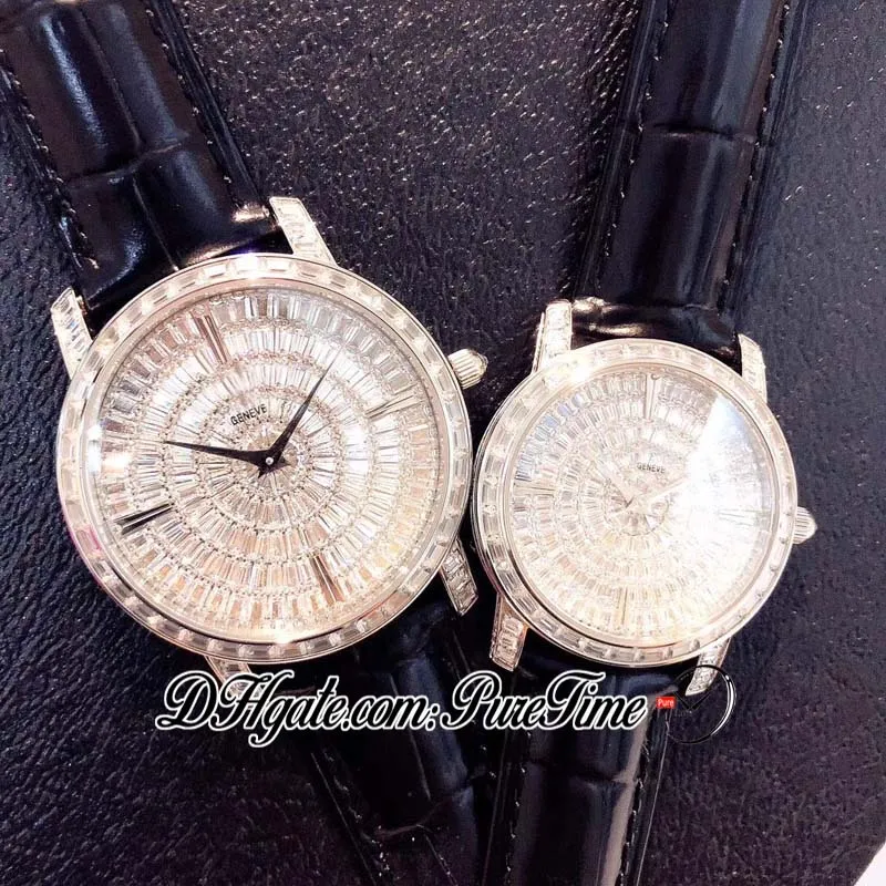 TWF Traditernelle Swiss Quartz Mens Womens Watch Full Paved Diamonds Dial 82760 000g-9952 الساعات السود