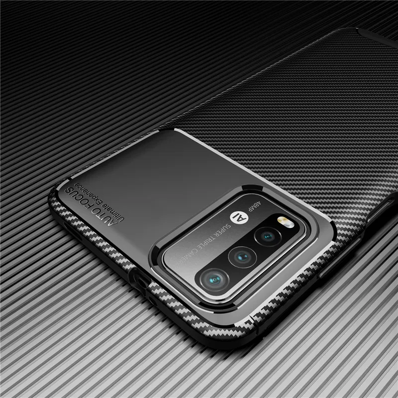 Coque de téléphone portable en Fiber de carbone, étui arrière en Silicone souple antichoc pour Xiaomi Mi Poco M3 C3 X3 Nfc 10t Lite 10t Pro K30s
