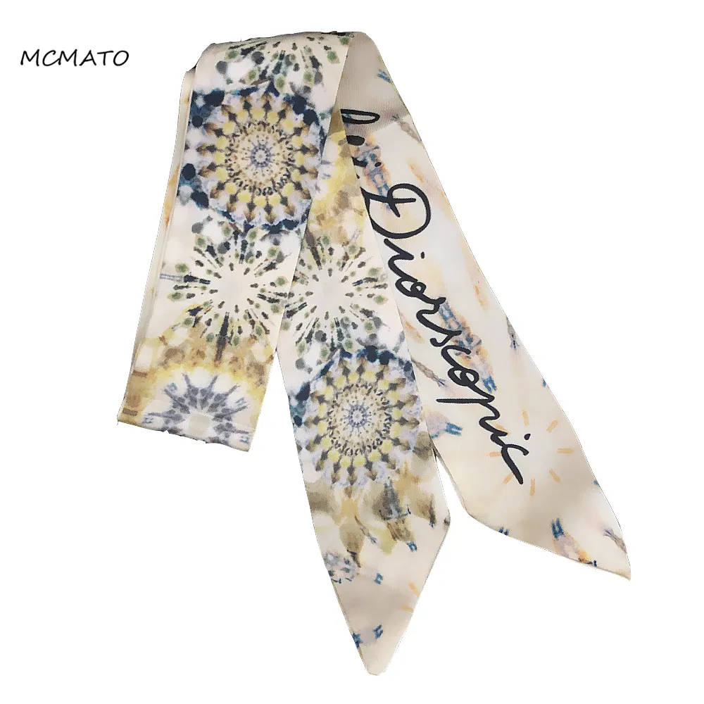 Painting Print Silk Headband Big Luxury Woman Twilly Silk Scarf Design 100cm6cm Long Small Head Scarf Bag Scarf Ribbons Kerchief 4333667