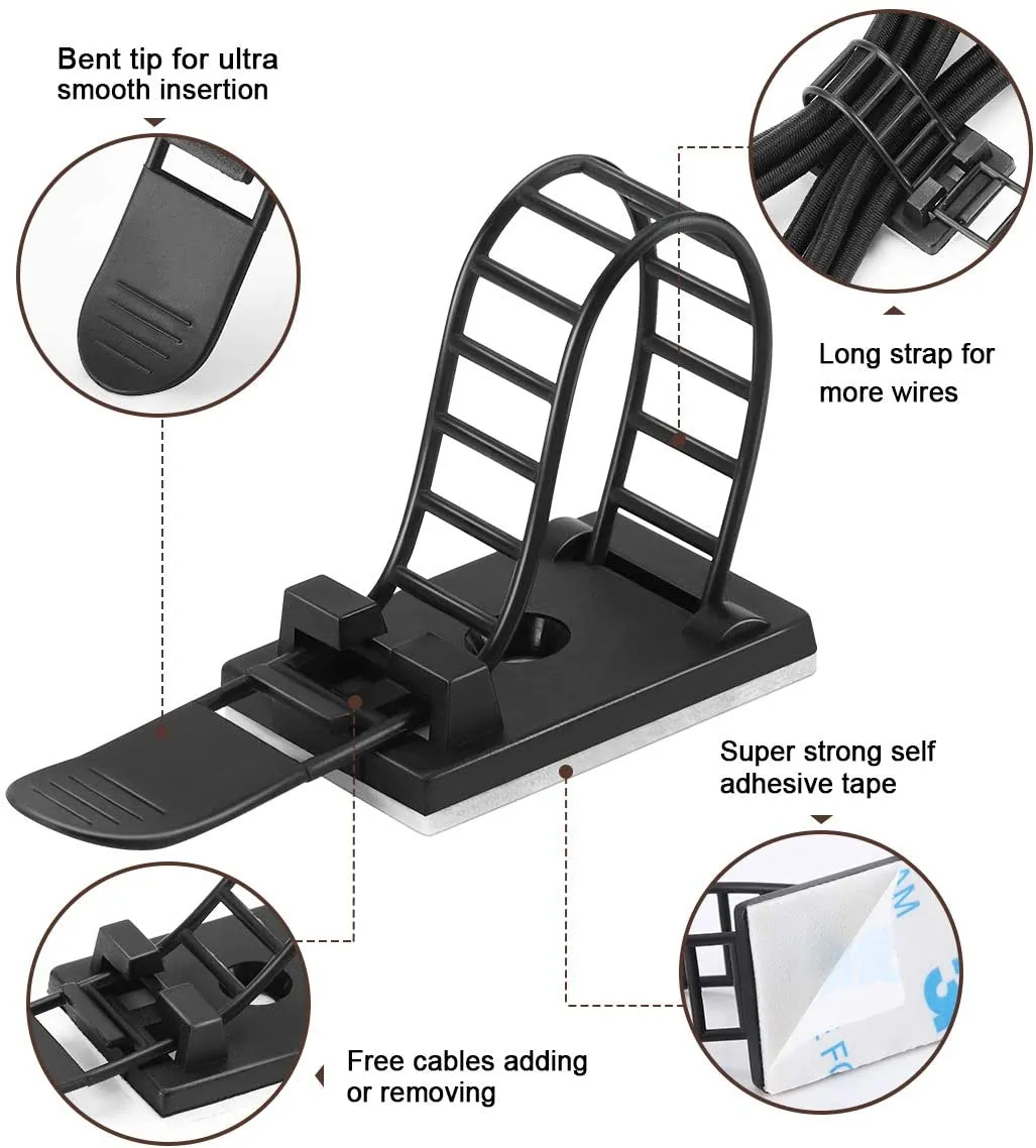 5/10 pièces adhésif câble organisateur Clips Table gestion des câbles support de cordon réglable pour voiture PC TV fil de charge enrouleur de canette