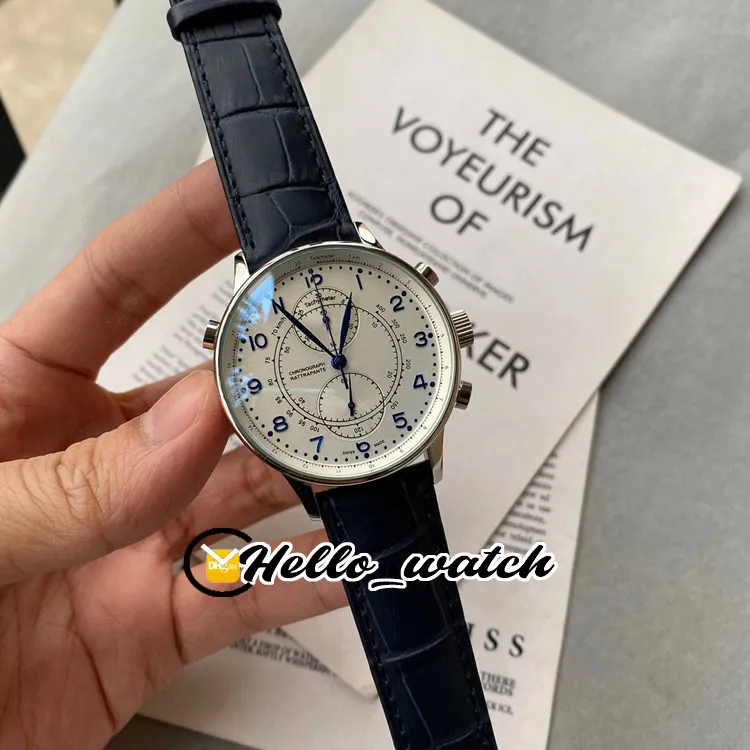 Beperkte nieuwe Chase Second IW371222 blauwe wijzerplaat Miyota quartz chronograaf herenhorloge stopwtch stalen kast lederen band herenhorloges H186c