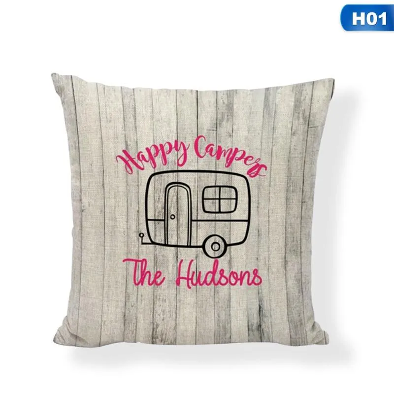 Campers Camp Cushion Cover Bawełna pościel szczęśliwi obozowicze Rzuć poduszkę na sofę do domu dekoracyjna poduszka 238y