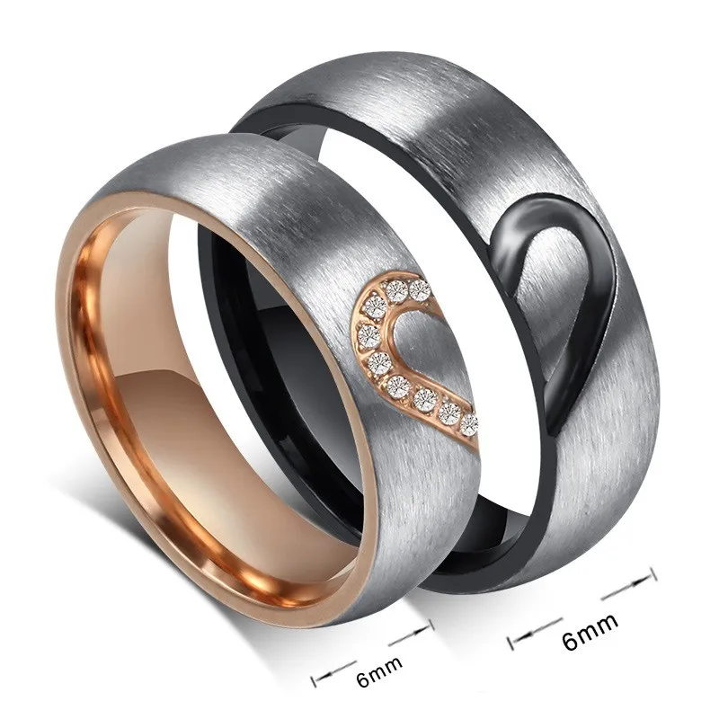 2020 New Fashion Love Heart 부부 반지를위한 남성 결혼 약혼 CZ Ring 독특한 고급 보석 발렌타인 데이 선물 278x